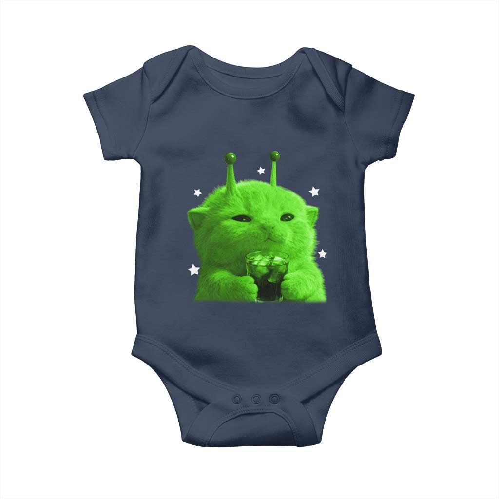 Funny Alien Cat Meme Baby Onesie Funny Kitten 90s Retro Vintage Graphic Weird Cats Y2k - Wonder Print Shop