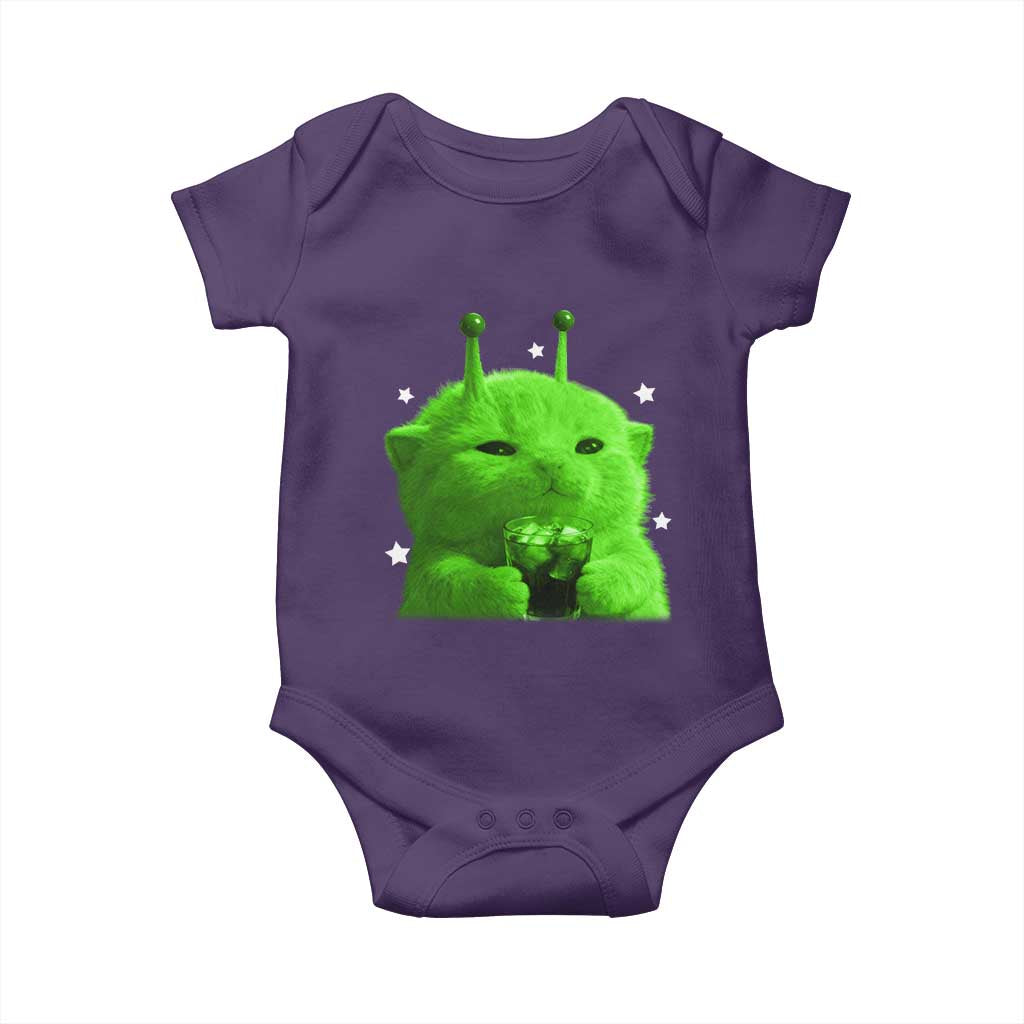 Funny Alien Cat Meme Baby Onesie Funny Kitten 90s Retro Vintage Graphic Weird Cats Y2k - Wonder Print Shop