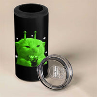 Funny Alien Cat Meme 4 in 1 Can Cooler Tumbler Funny Kitten 90s Retro Vintage Graphic Weird Cats Y2k - Wonder Print Shop