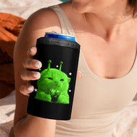 Funny Alien Cat Meme 4 in 1 Can Cooler Tumbler Funny Kitten 90s Retro Vintage Graphic Weird Cats Y2k - Wonder Print Shop