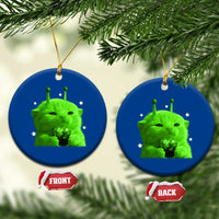 Funny Alien Cat Meme Ceramic Ornament Funny Kitten 90s Retro Vintage Graphic Weird Cats Y2k - Wonder Print Shop