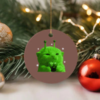 Funny Alien Cat Meme Ceramic Ornament Funny Kitten 90s Retro Vintage Graphic Weird Cats Y2k - Wonder Print Shop