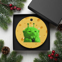 Funny Alien Cat Meme Ceramic Ornament Funny Kitten 90s Retro Vintage Graphic Weird Cats Y2k - Wonder Print Shop