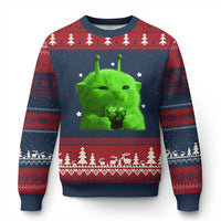 Funny Alien Cat Meme Ugly Christmas Sweater Funny Kitten 90s Retro Vintage Graphic Weird Cats Y2k - Wonder Print Shop