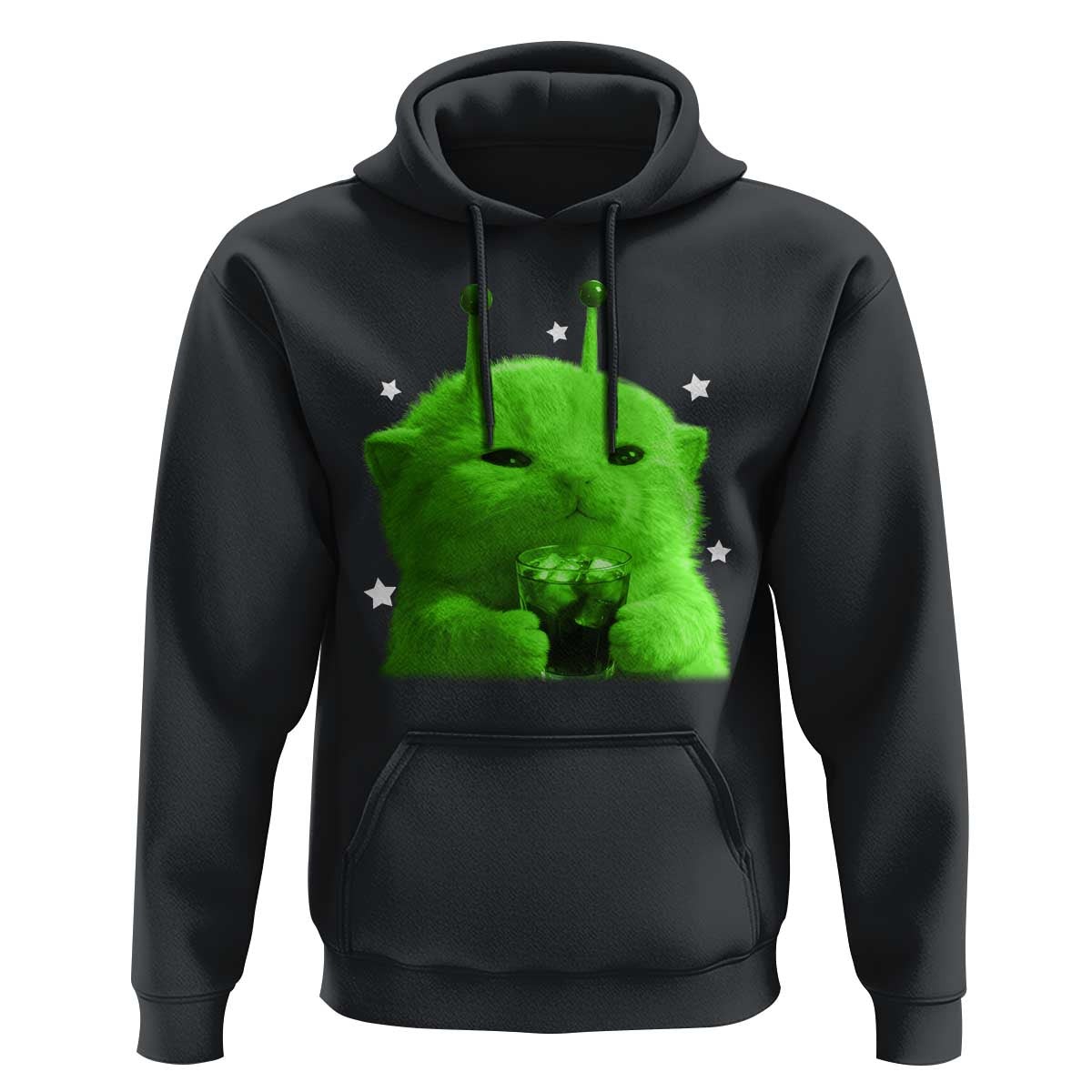 Funny Alien Cat Meme Hoodie Funny Kitten 90s Retro Vintage Graphic Weird Cats Y2k - Wonder Print Shop