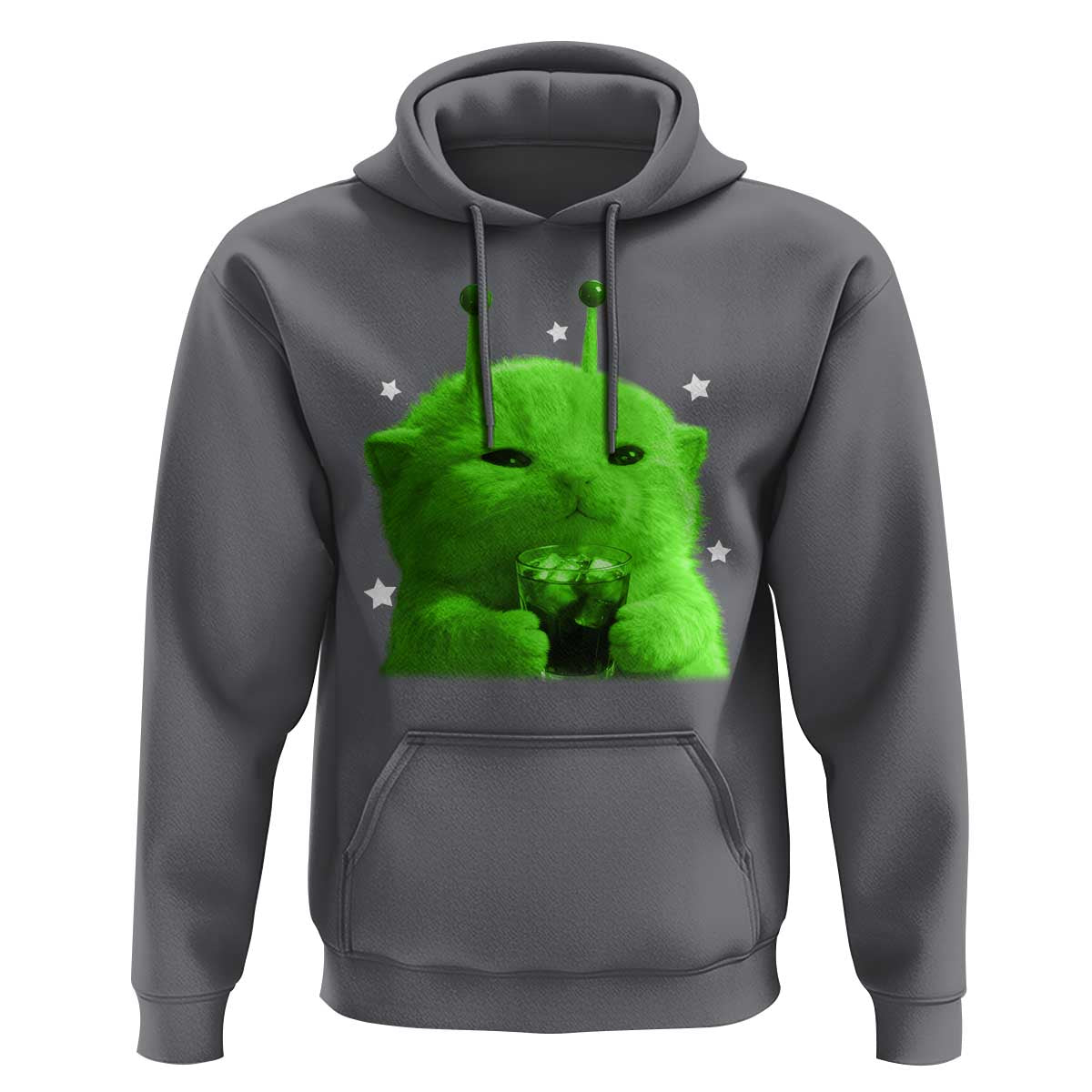 Funny Alien Cat Meme Hoodie Funny Kitten 90s Retro Vintage Graphic Weird Cats Y2k - Wonder Print Shop