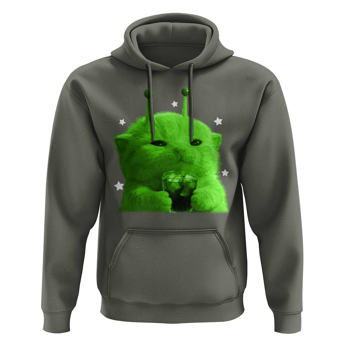 Funny Alien Cat Meme Hoodie Funny Kitten 90s Retro Vintage Graphic Weird Cats Y2k - Wonder Print Shop