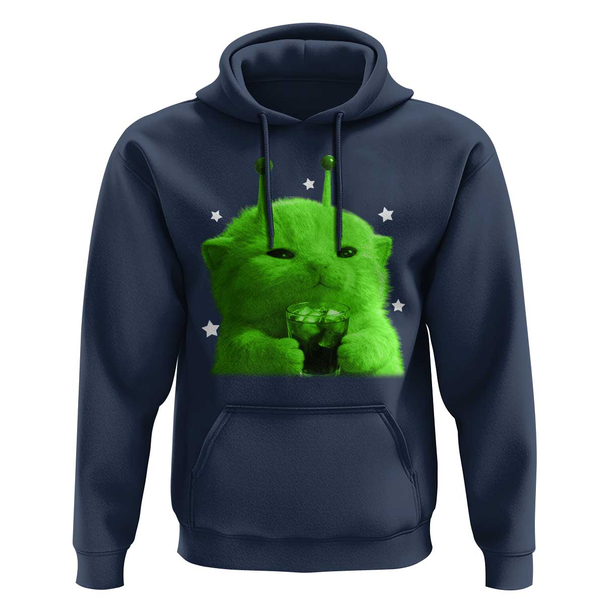 Funny Alien Cat Meme Hoodie Funny Kitten 90s Retro Vintage Graphic Weird Cats Y2k - Wonder Print Shop