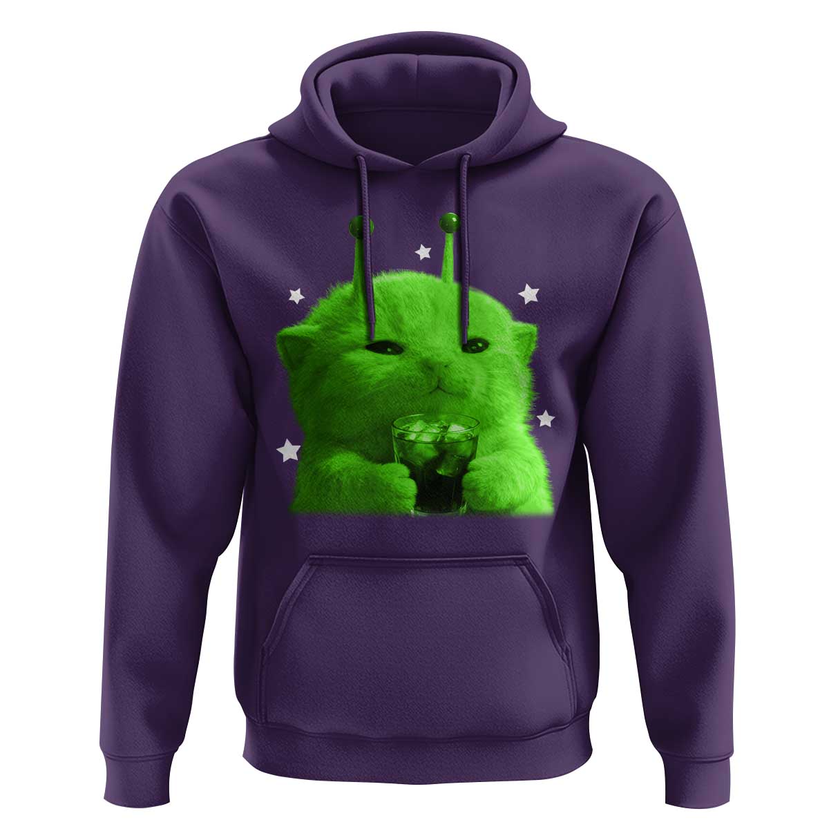 Funny Alien Cat Meme Hoodie Funny Kitten 90s Retro Vintage Graphic Weird Cats Y2k - Wonder Print Shop