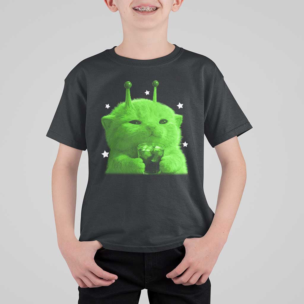 Funny Alien Cat Meme T Shirt For Kid Funny Kitten 90s Retro Vintage Graphic Weird Cats Y2k - Wonder Print Shop