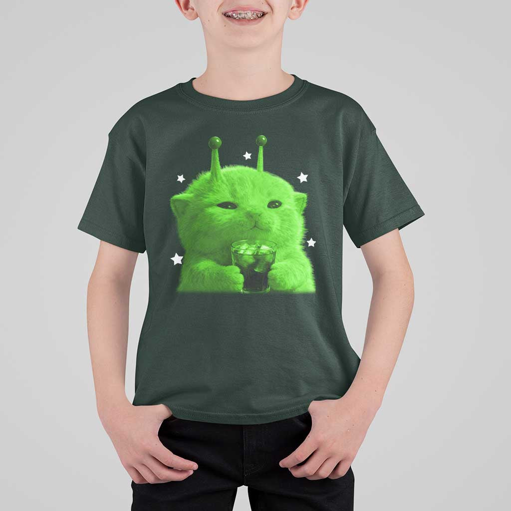 Funny Alien Cat Meme T Shirt For Kid Funny Kitten 90s Retro Vintage Graphic Weird Cats Y2k - Wonder Print Shop