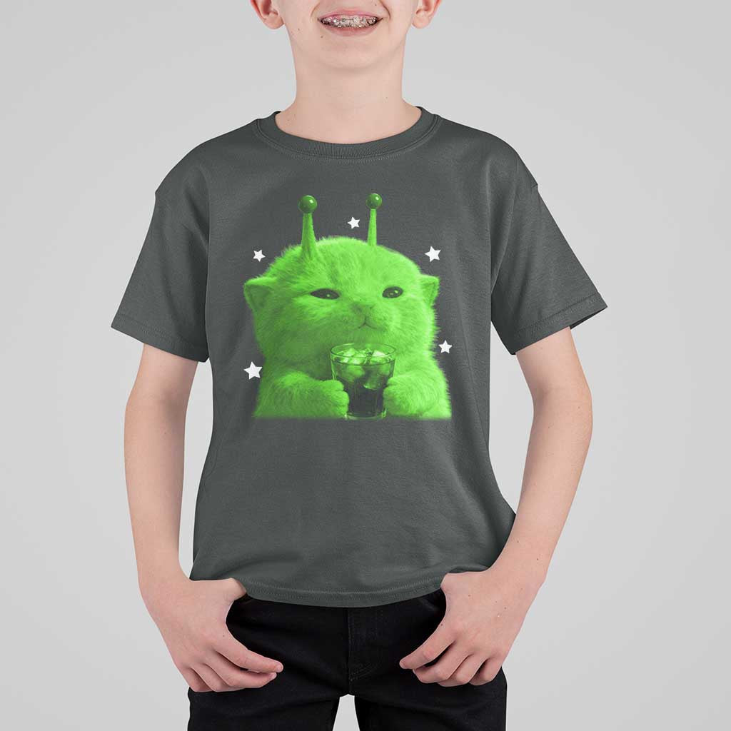 Funny Alien Cat Meme T Shirt For Kid Funny Kitten 90s Retro Vintage Graphic Weird Cats Y2k - Wonder Print Shop