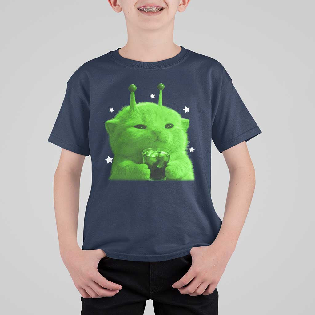 Funny Alien Cat Meme T Shirt For Kid Funny Kitten 90s Retro Vintage Graphic Weird Cats Y2k - Wonder Print Shop