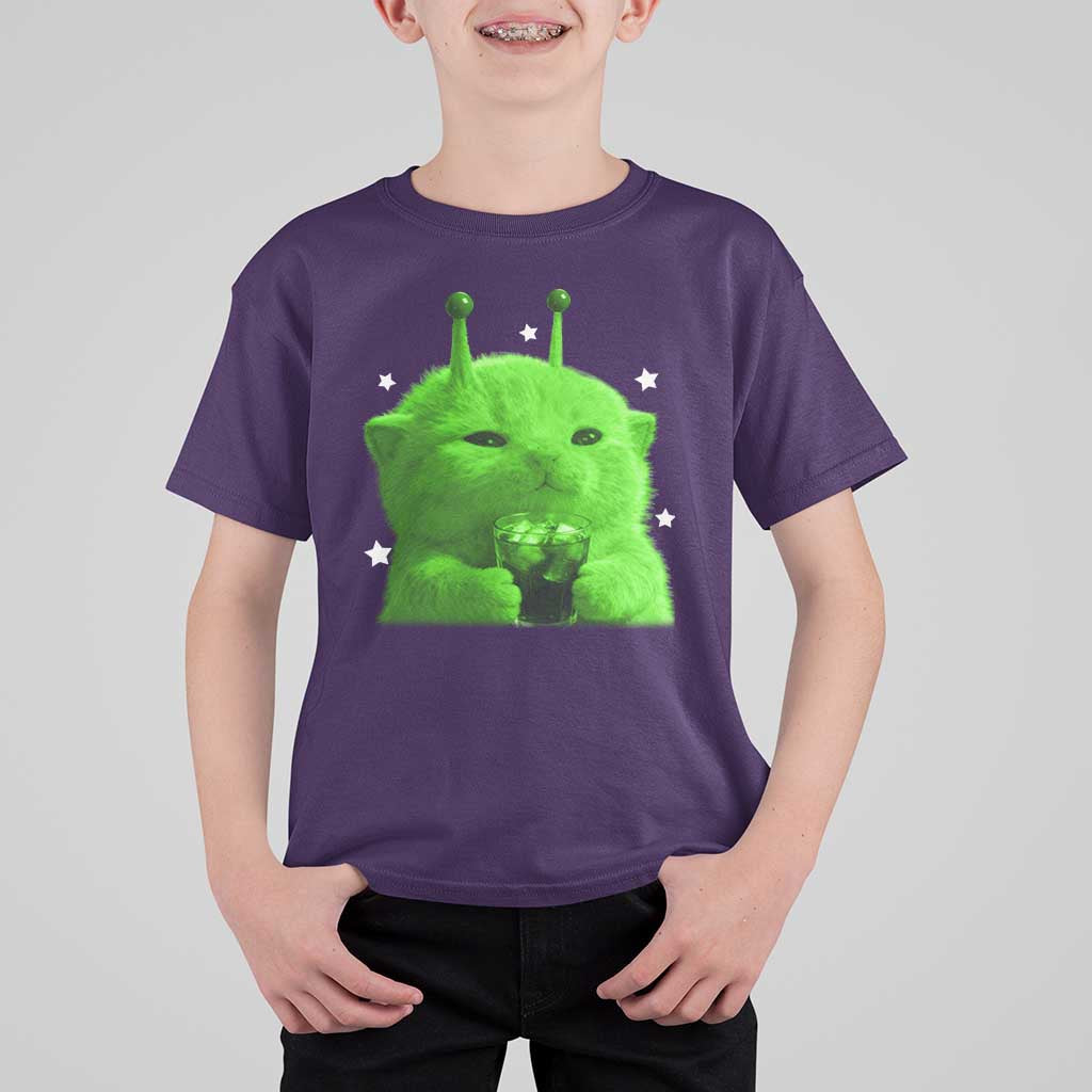 Funny Alien Cat Meme T Shirt For Kid Funny Kitten 90s Retro Vintage Graphic Weird Cats Y2k - Wonder Print Shop