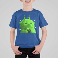 Funny Alien Cat Meme T Shirt For Kid Funny Kitten 90s Retro Vintage Graphic Weird Cats Y2k - Wonder Print Shop