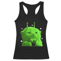 Funny Alien Cat Meme Racerback Tank Top Funny Kitten 90s Retro Vintage Graphic Weird Cats Y2k - Wonder Print Shop