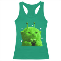 Funny Alien Cat Meme Racerback Tank Top Funny Kitten 90s Retro Vintage Graphic Weird Cats Y2k - Wonder Print Shop