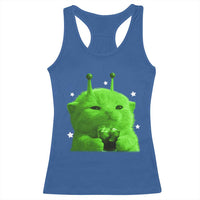 Funny Alien Cat Meme Racerback Tank Top Funny Kitten 90s Retro Vintage Graphic Weird Cats Y2k - Wonder Print Shop