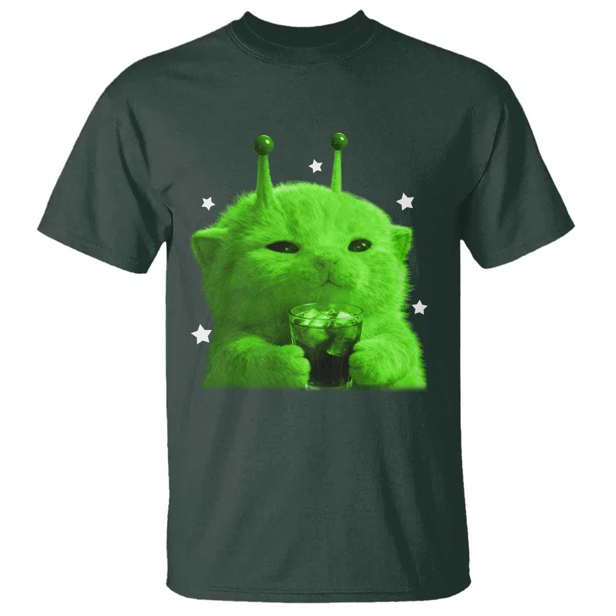 Funny Alien Cat Meme T Shirt Funny Kitten 90s Retro Vintage Graphic Weird Cats Y2k - Wonder Print Shop