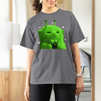 Funny Alien Cat Meme T Shirt For Women Funny Kitten 90s Retro Vintage Graphic Weird Cats Y2k - Wonder Print Shop