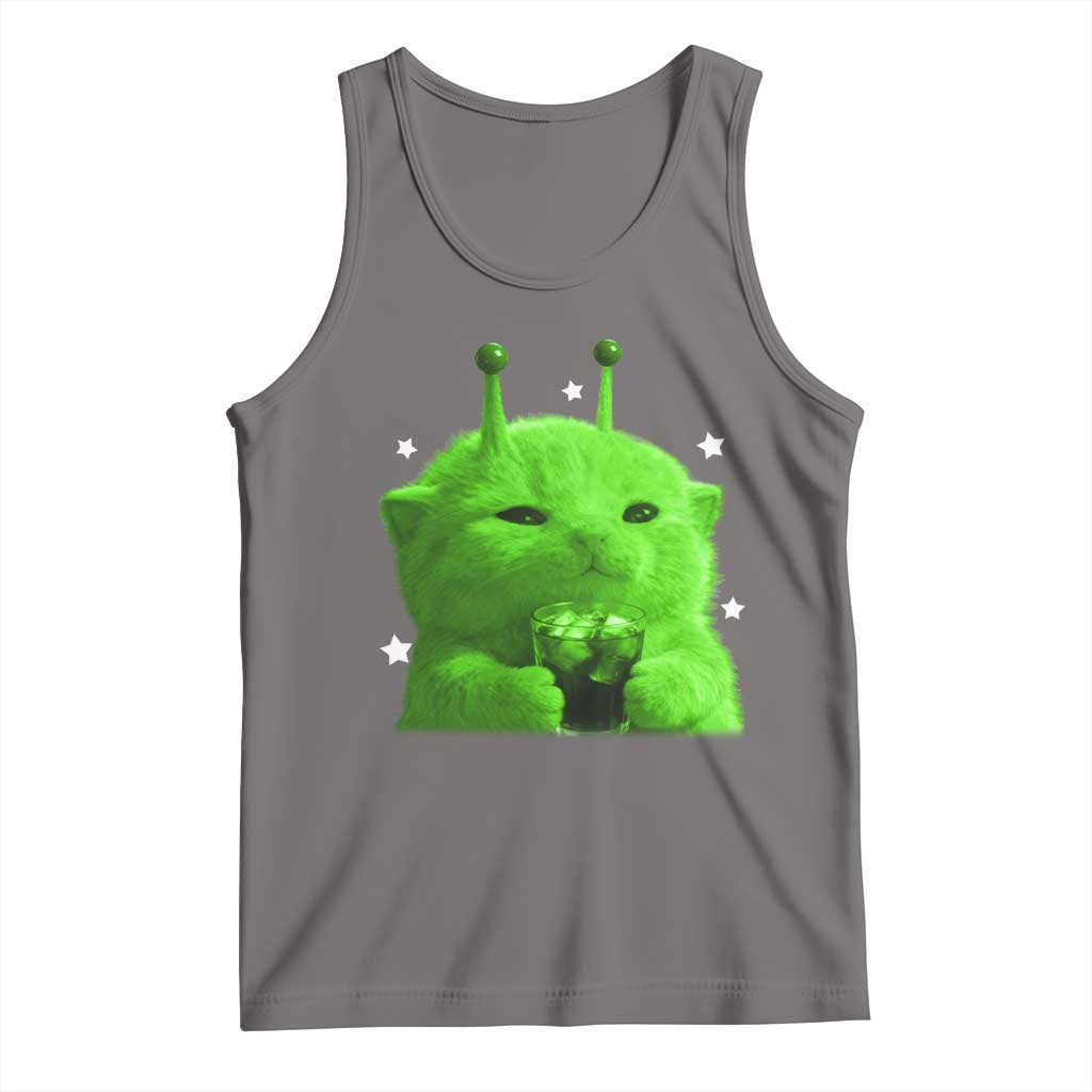 Funny Alien Cat Meme Tank Top Funny Kitten 90s Retro Vintage Graphic Weird Cats Y2k - Wonder Print Shop