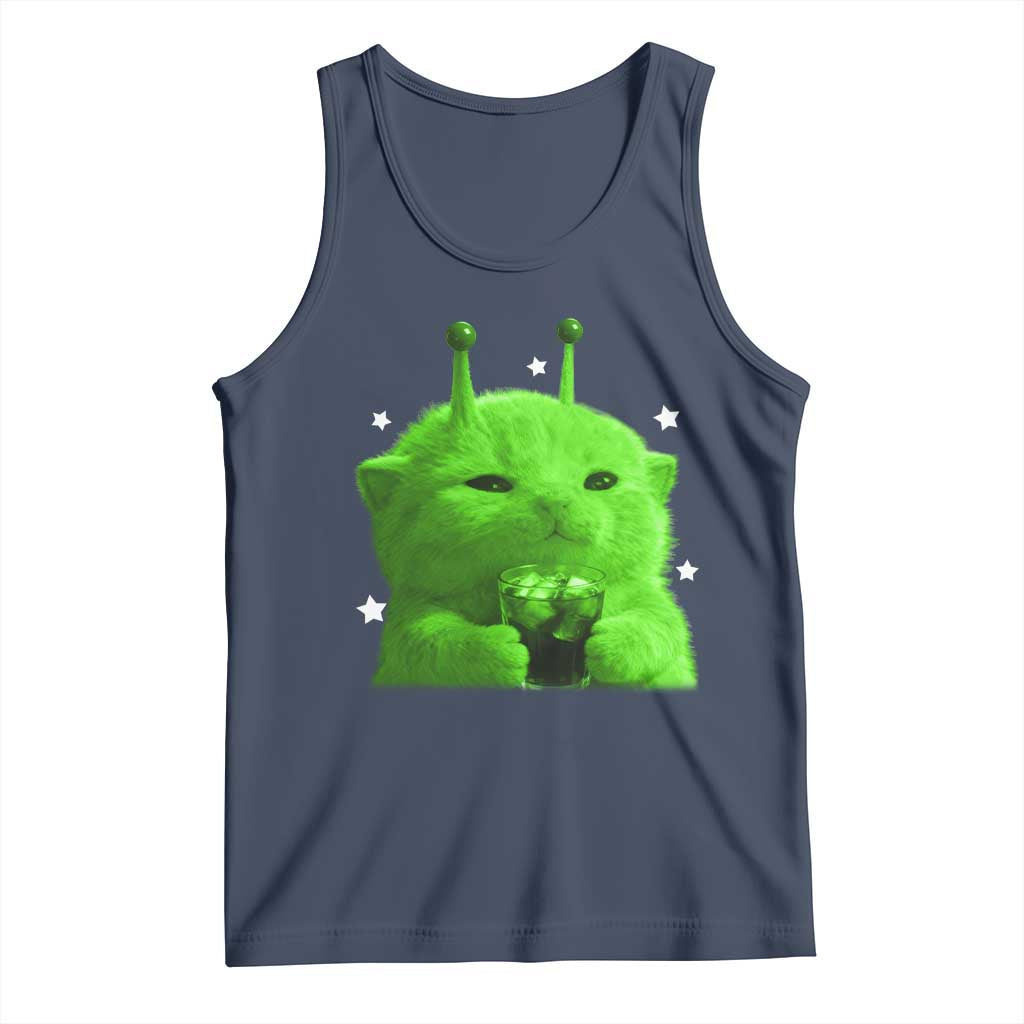 Funny Alien Cat Meme Tank Top Funny Kitten 90s Retro Vintage Graphic Weird Cats Y2k - Wonder Print Shop