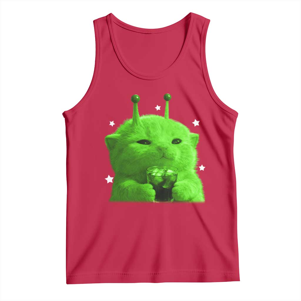 Funny Alien Cat Meme Tank Top Funny Kitten 90s Retro Vintage Graphic Weird Cats Y2k - Wonder Print Shop
