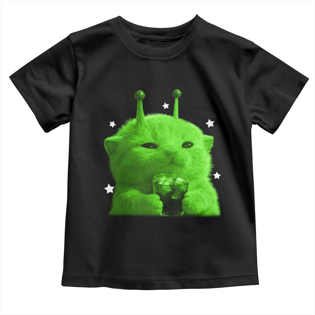 Funny Alien Cat Meme Toddler T Shirt Funny Kitten 90s Retro Vintage Graphic Weird Cats Y2k - Wonder Print Shop