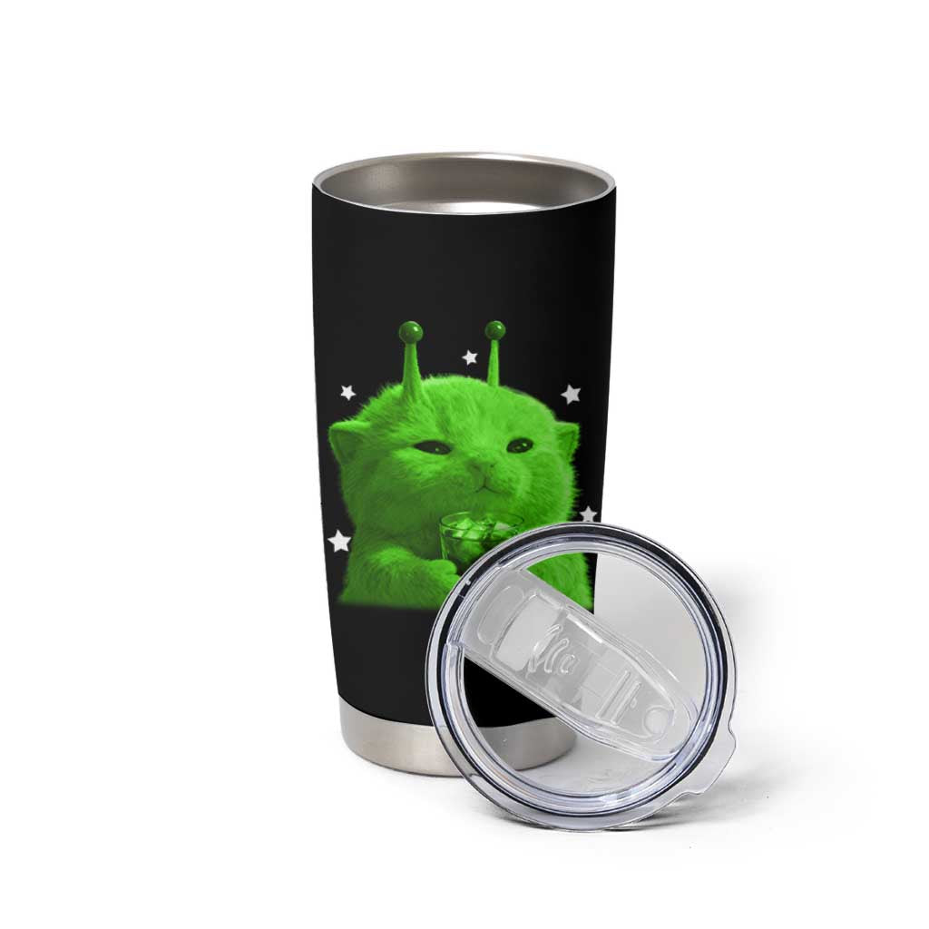 Funny Alien Cat Meme Tumbler Cup Funny Kitten 90s Retro Vintage Graphic Weird Cats Y2k - Wonder Print Shop
