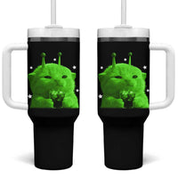 Funny Alien Cat Meme Tumbler With Handle Funny Kitten 90s Retro Vintage Graphic Weird Cats Y2k - Wonder Print Shop