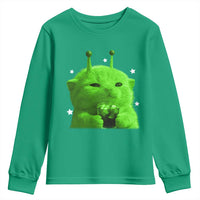 Funny Alien Cat Meme Youth Sweatshirt Funny Kitten 90s Retro Vintage Graphic Weird Cats Y2k - Wonder Print Shop