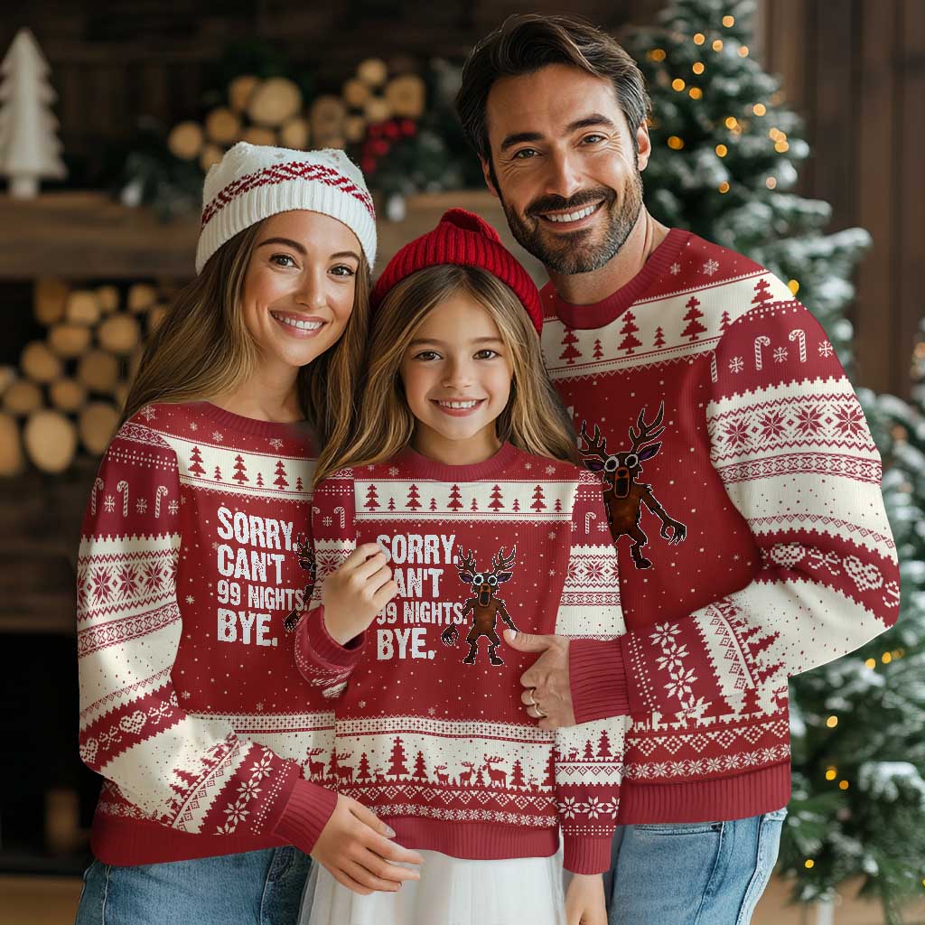 Sorry Cant 99 Nights Bye In The Forest Ugly Christmas Sweater Funny Gamer Gift - Wonder Print Shop