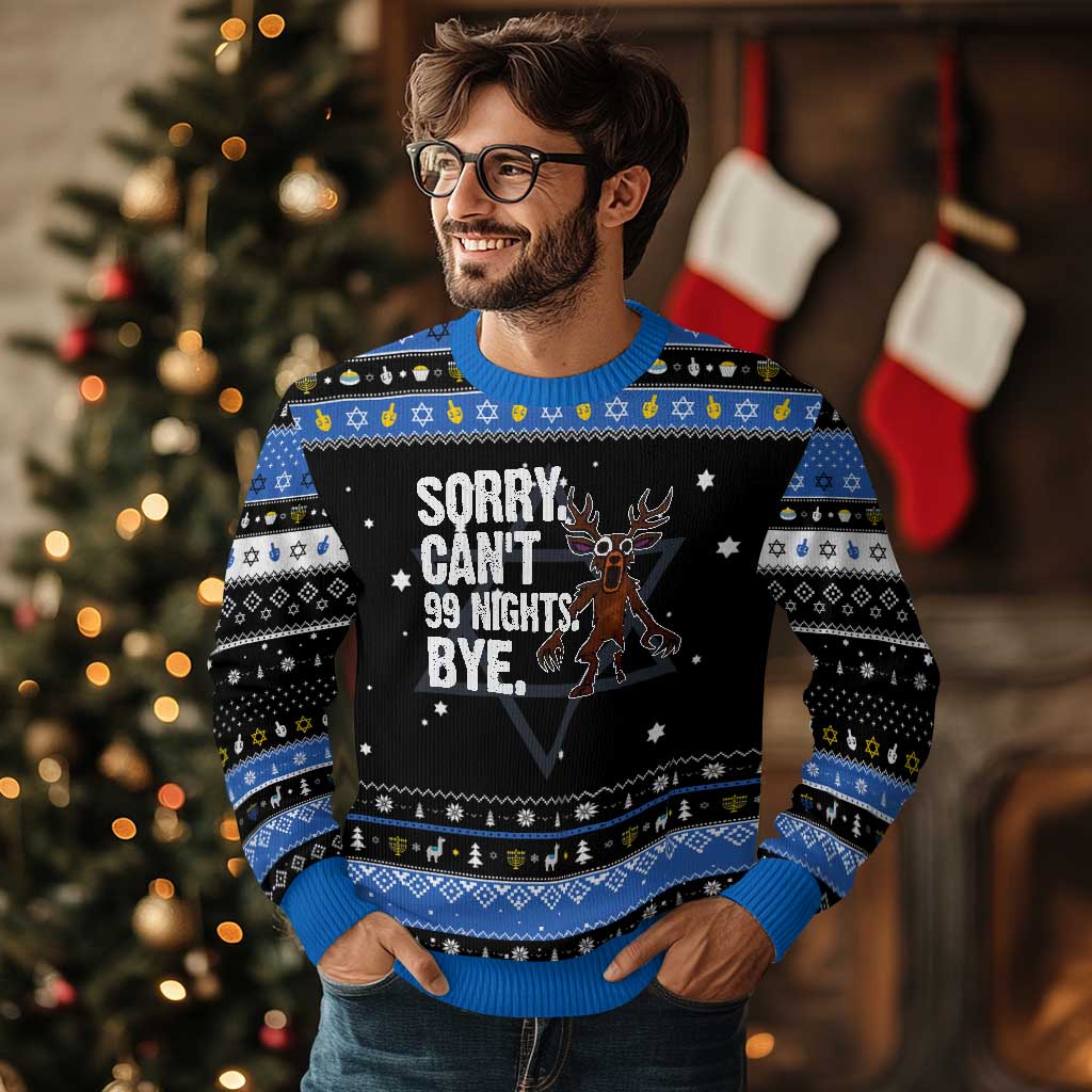 Sorry Cant 99 Nights Bye In The Forest Hanukkah Ugly Sweater Funny Gamer Gift - Wonder Print Shop