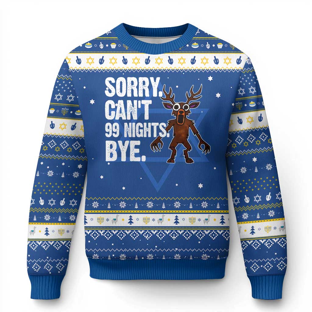 Sorry Cant 99 Nights Bye In The Forest Hanukkah Ugly Sweater Funny Gamer Gift - Wonder Print Shop