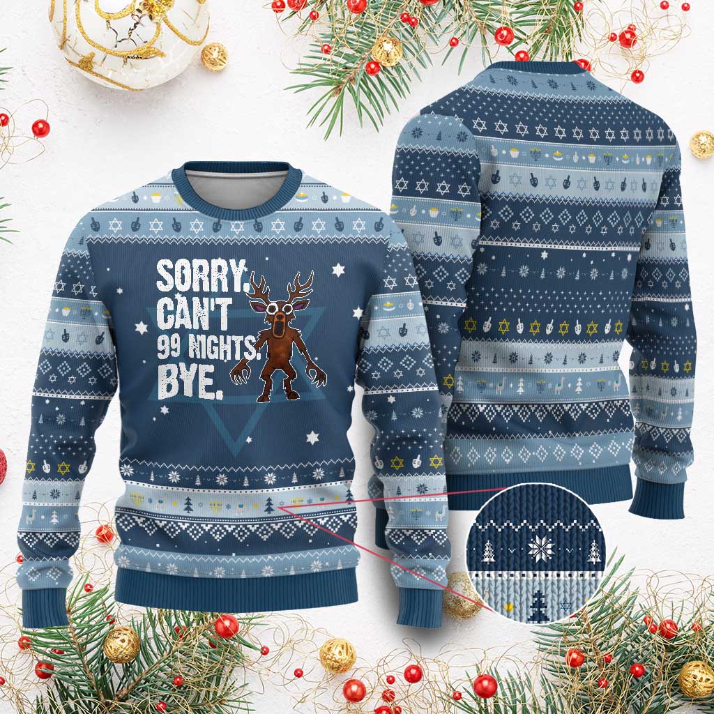 Sorry Cant 99 Nights Bye In The Forest Hanukkah Ugly Sweater Funny Gamer Gift - Wonder Print Shop