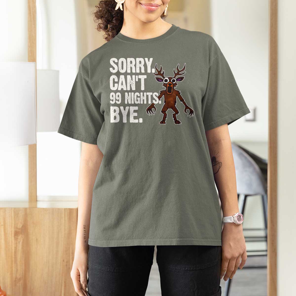 Sorry Cant 99 Nights Bye In The Forest T Shirt For Women Funny Gamer Gift - Wonder Print Shop