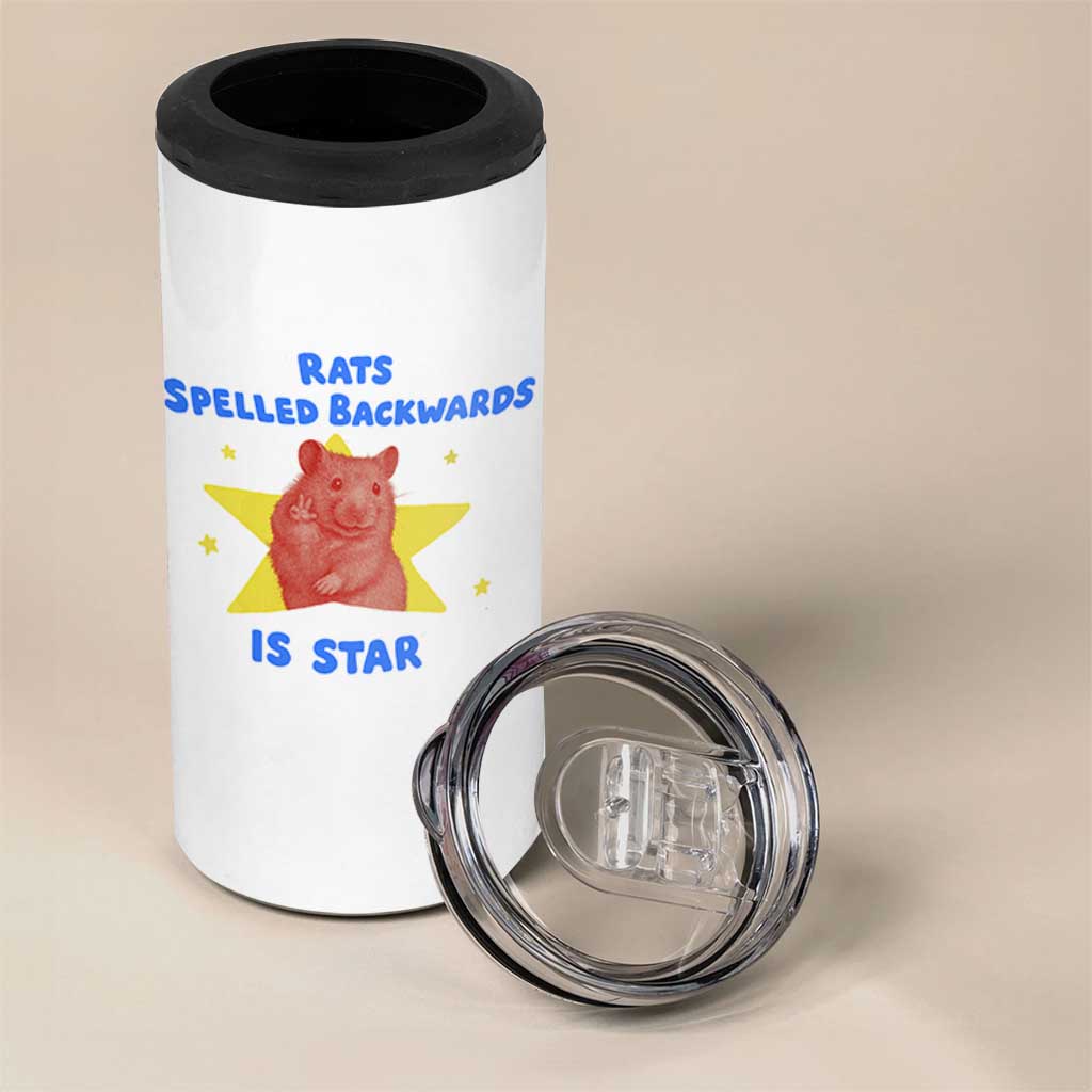 Rats Spelled Backwards Is Star 4 in 1 Can Cooler Tumbler Sarcastic Rat Meme - Wonder Print Shop