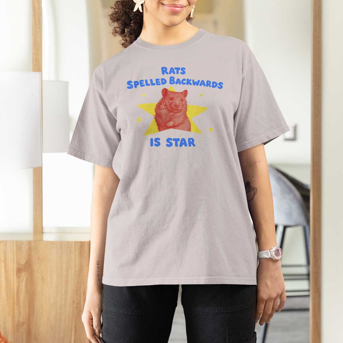 Rats Spelled Backwards Is Star T Shirt For Women Sarcastic Rat Meme - Wonder Print Shop