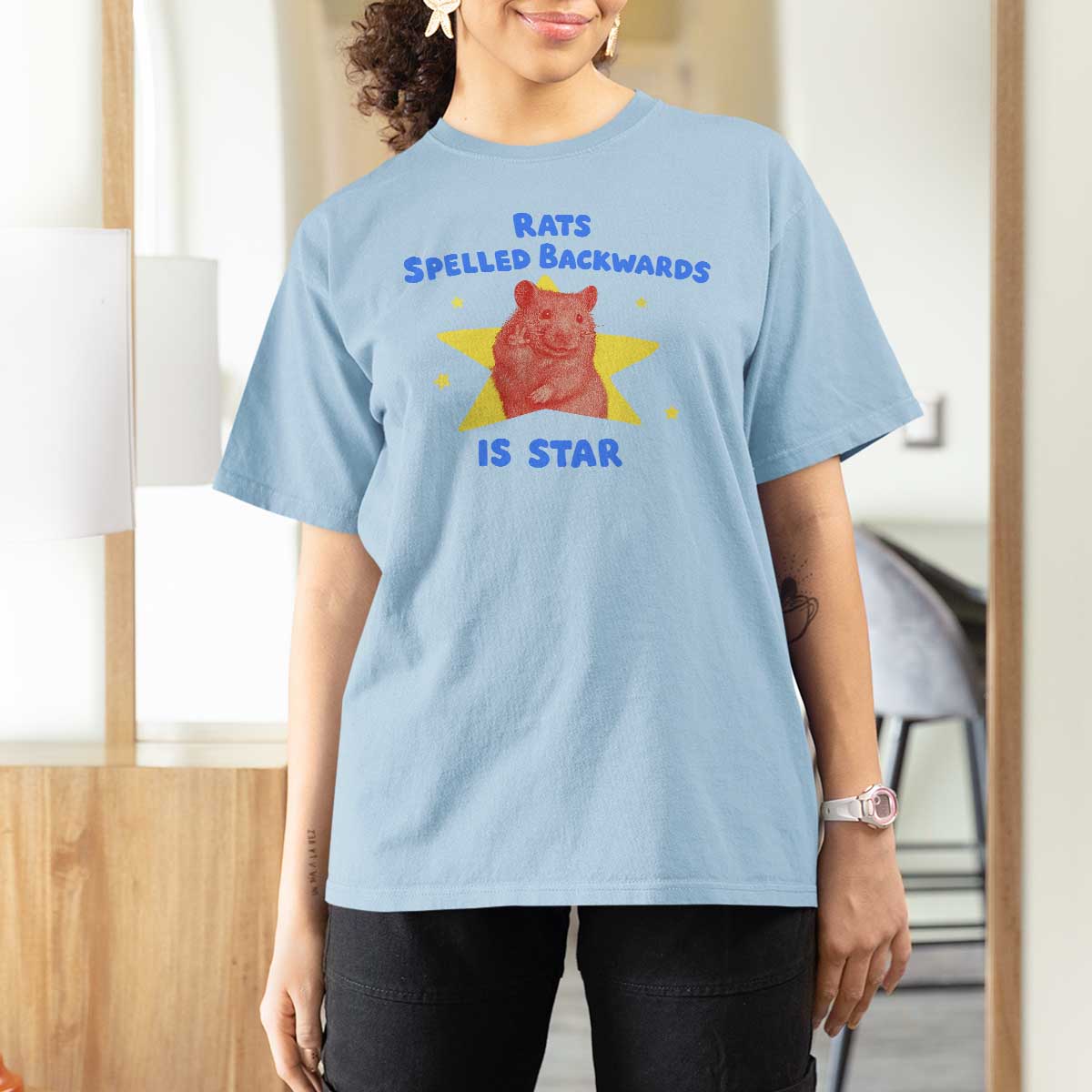 Rats Spelled Backwards Is Star T Shirt For Women Sarcastic Rat Meme - Wonder Print Shop