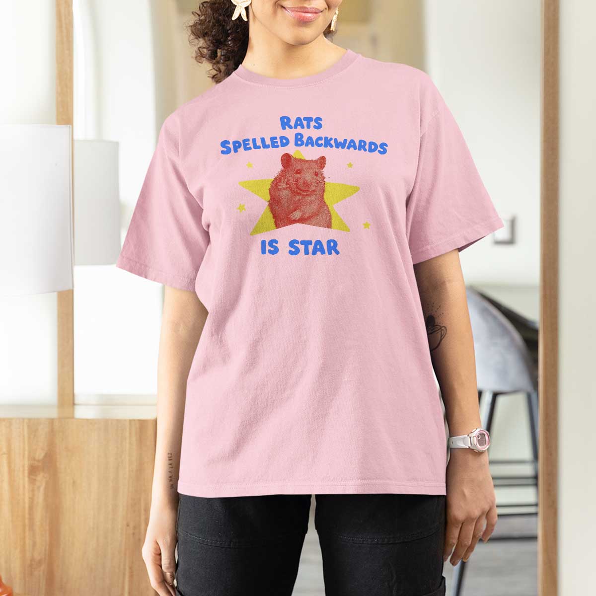 Rats Spelled Backwards Is Star T Shirt For Women Sarcastic Rat Meme - Wonder Print Shop