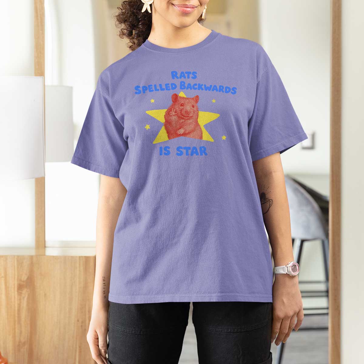 Rats Spelled Backwards Is Star T Shirt For Women Sarcastic Rat Meme - Wonder Print Shop