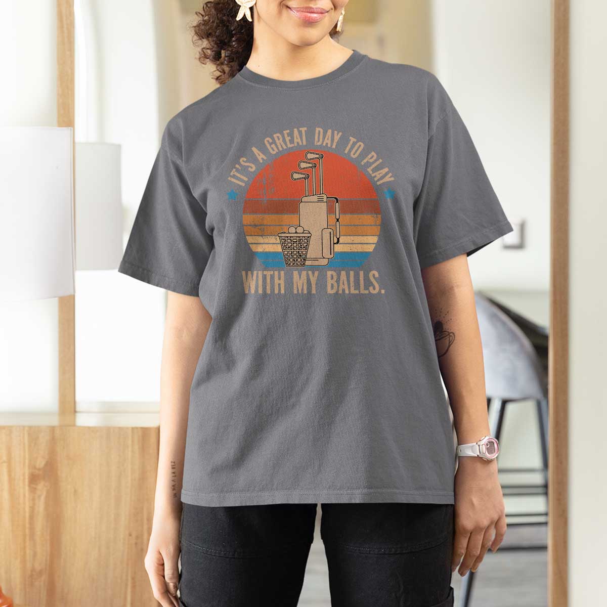 Funny Golf T Shirt For Women Retro Its A Great Day To Play With My Balls - Wonder Print Shop