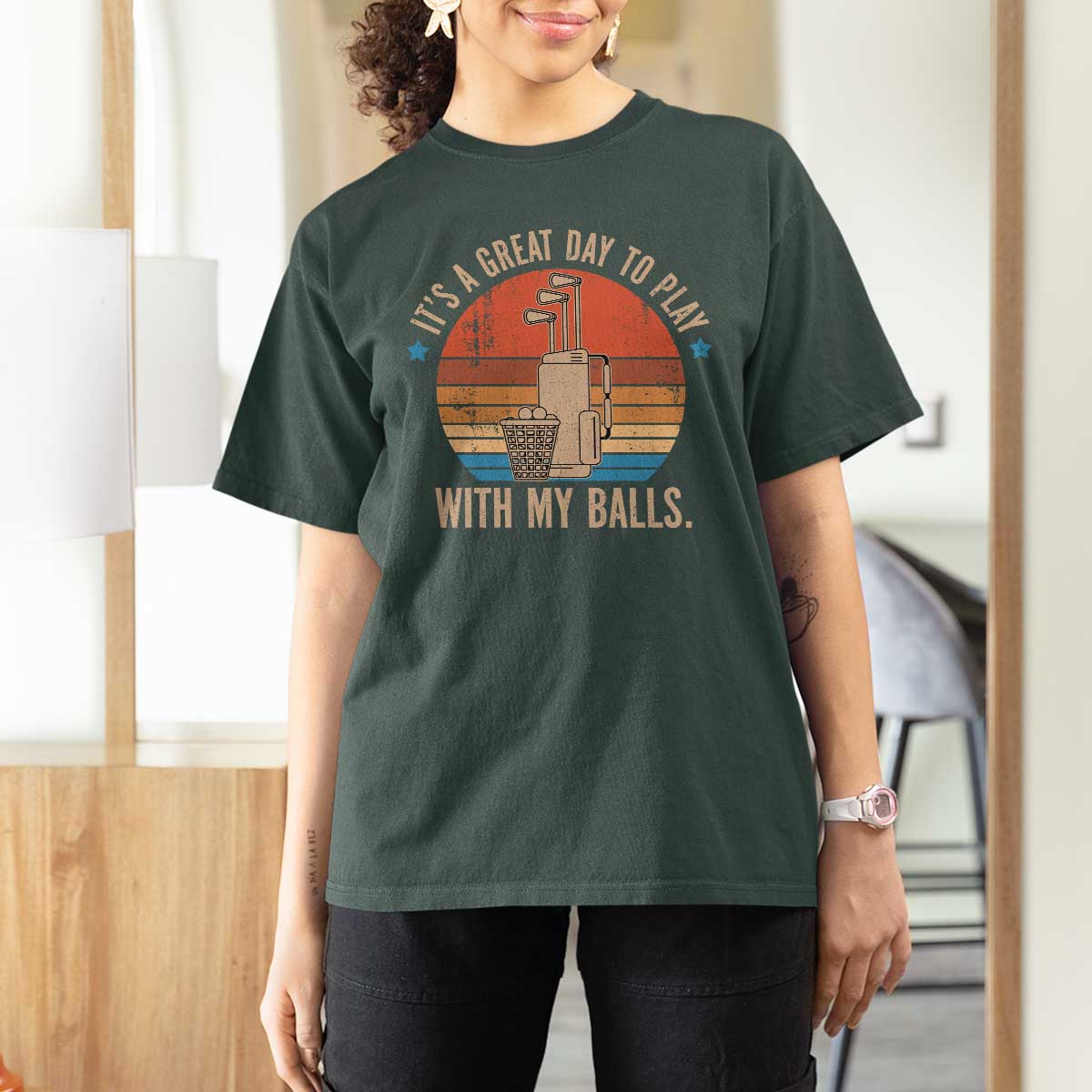 Funny Golf T Shirt For Women Retro Its A Great Day To Play With My Balls - Wonder Print Shop