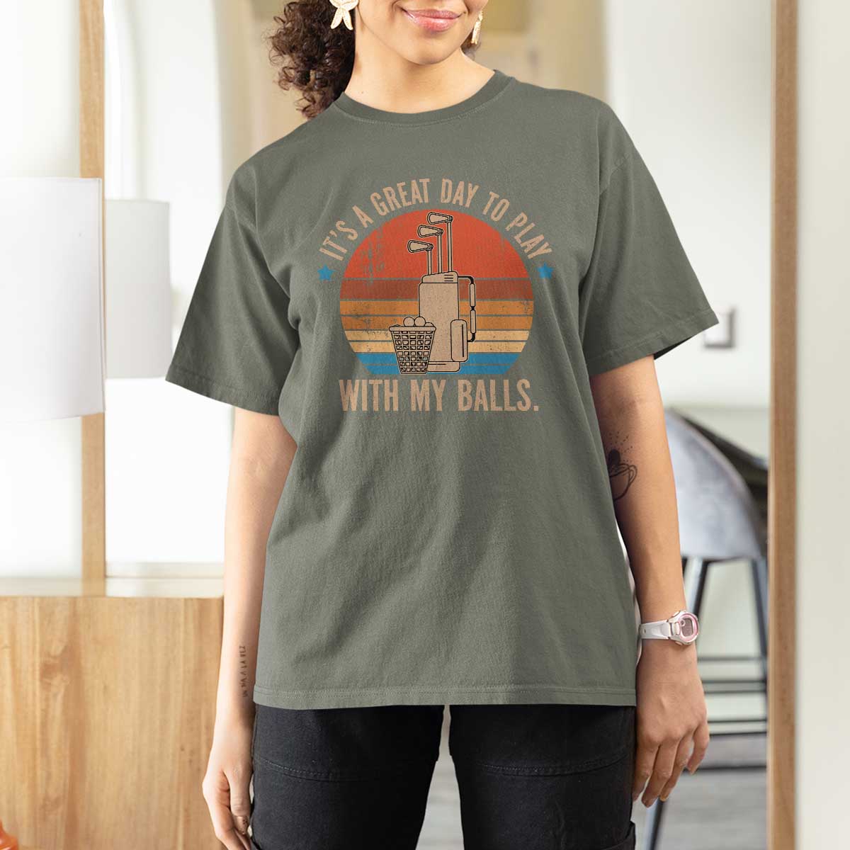 Funny Golf T Shirt For Women Retro Its A Great Day To Play With My Balls - Wonder Print Shop