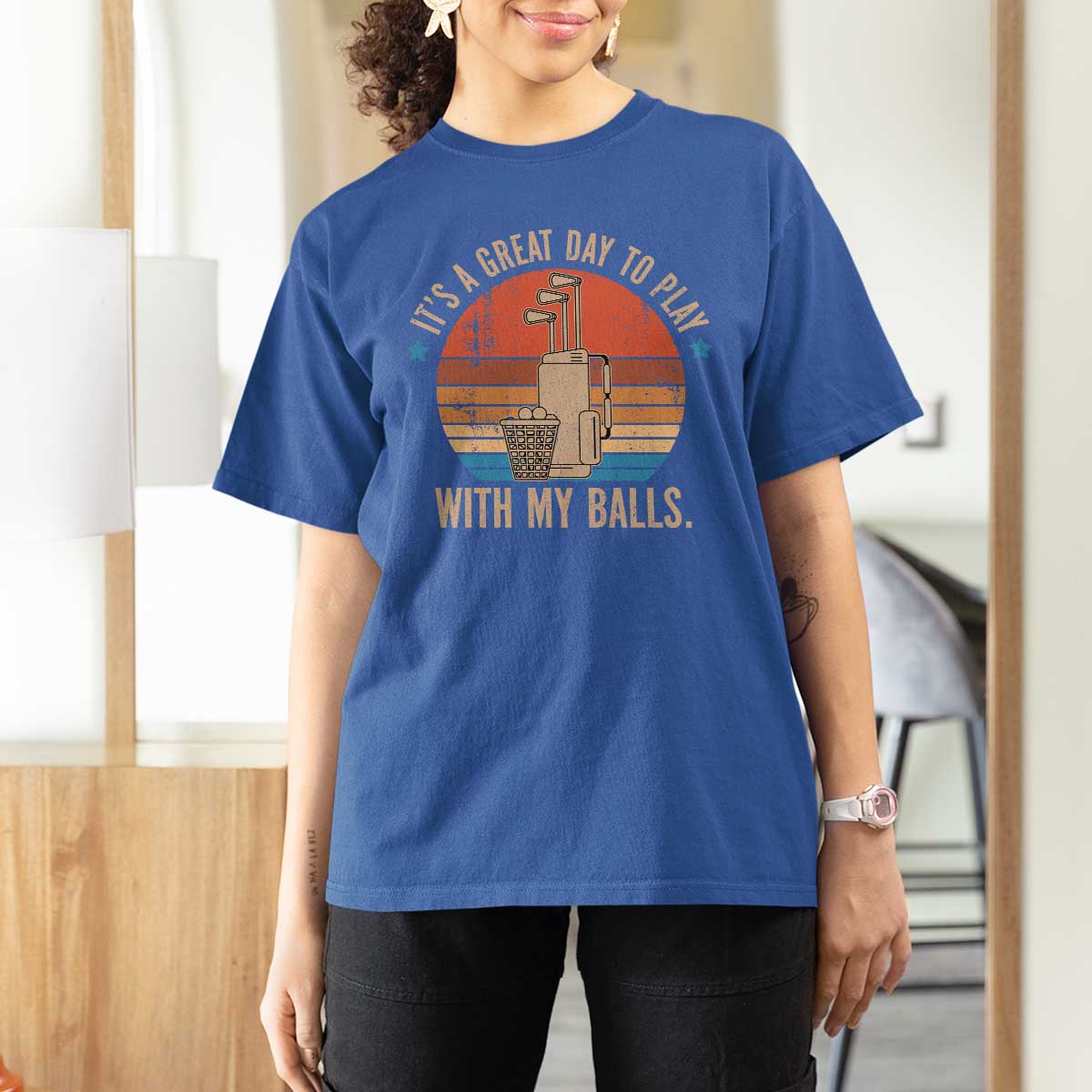 Funny Golf T Shirt For Women Retro Its A Great Day To Play With My Balls - Wonder Print Shop