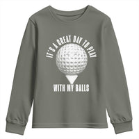 Funny Golf Youth Sweatshirt Its A Great Day To Play With My Balls - Wonder Print Shop
