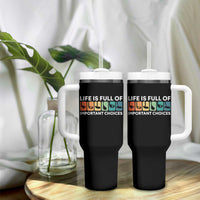 Life is Full of Important Choices Tumbler With Handle Funny Retro Golfing Clubs Golf Lover Gift - Wonder Print Shop