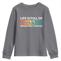 Life is Full of Important Choices Youth Sweatshirt Funny Retro Golfing Clubs Golf Lover Gift - Wonder Print Shop