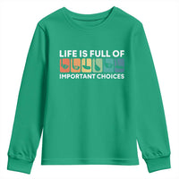 Life is Full of Important Choices Youth Sweatshirt Funny Retro Golfing Clubs Golf Lover Gift - Wonder Print Shop