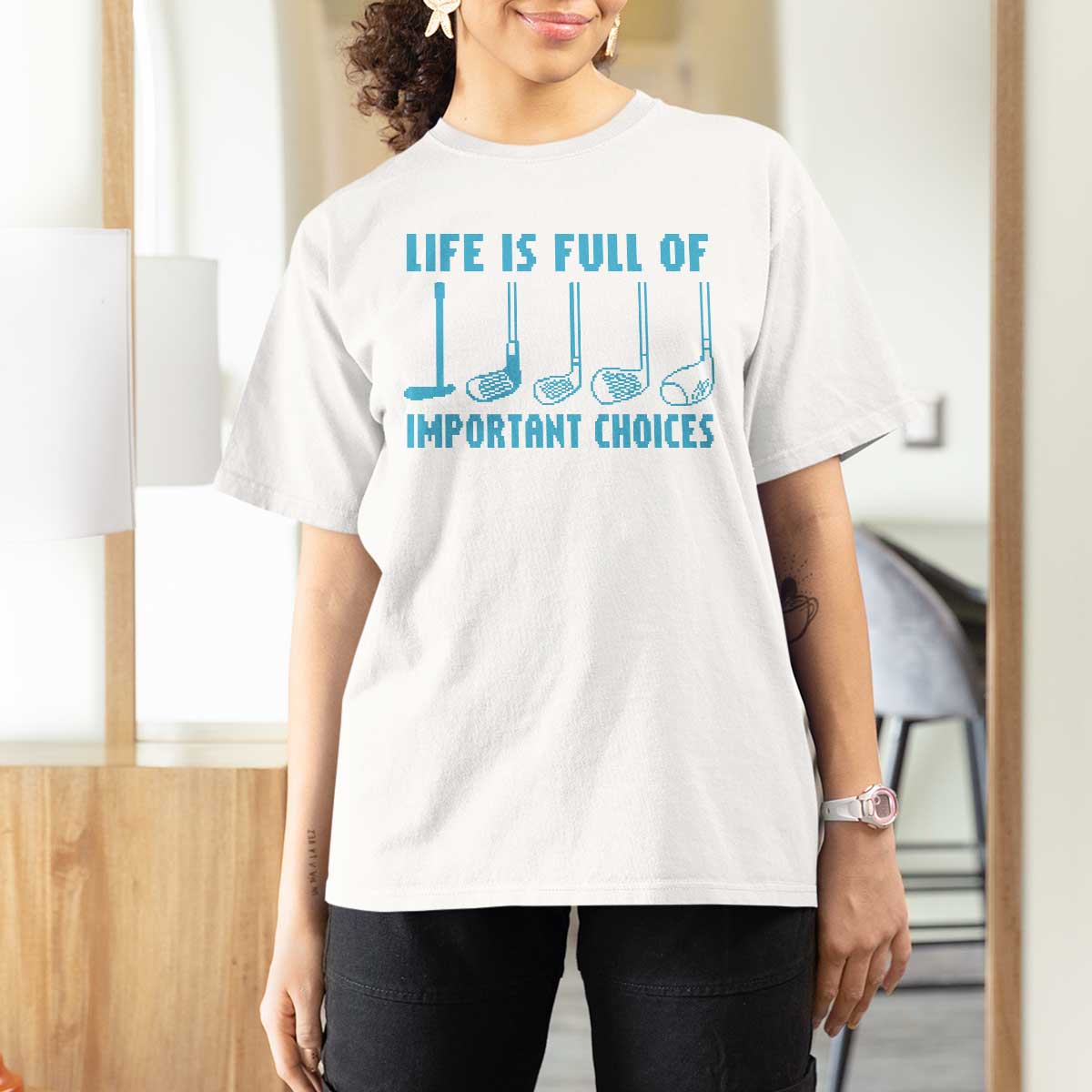 Funny Life is Full of Important Choices Golf Lovers T Shirt For Women Golfing Clubs - Wonder Print Shop